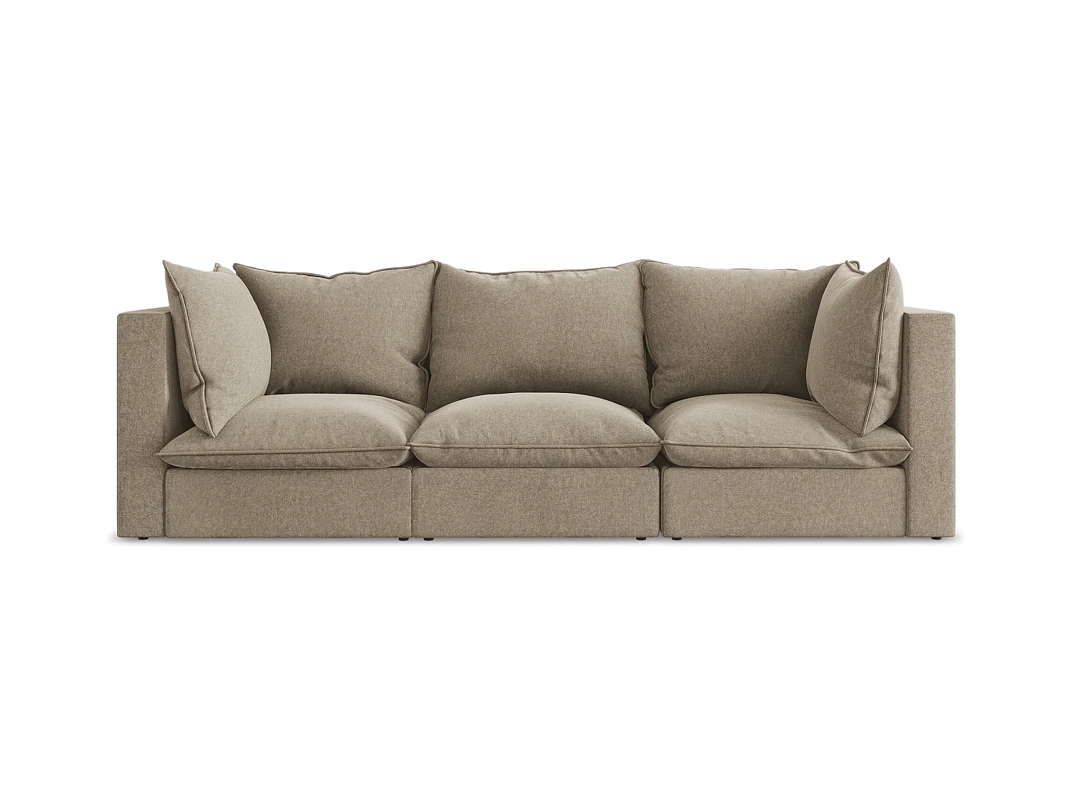 Canapé modulable 3 places en velours - beige - MANAO