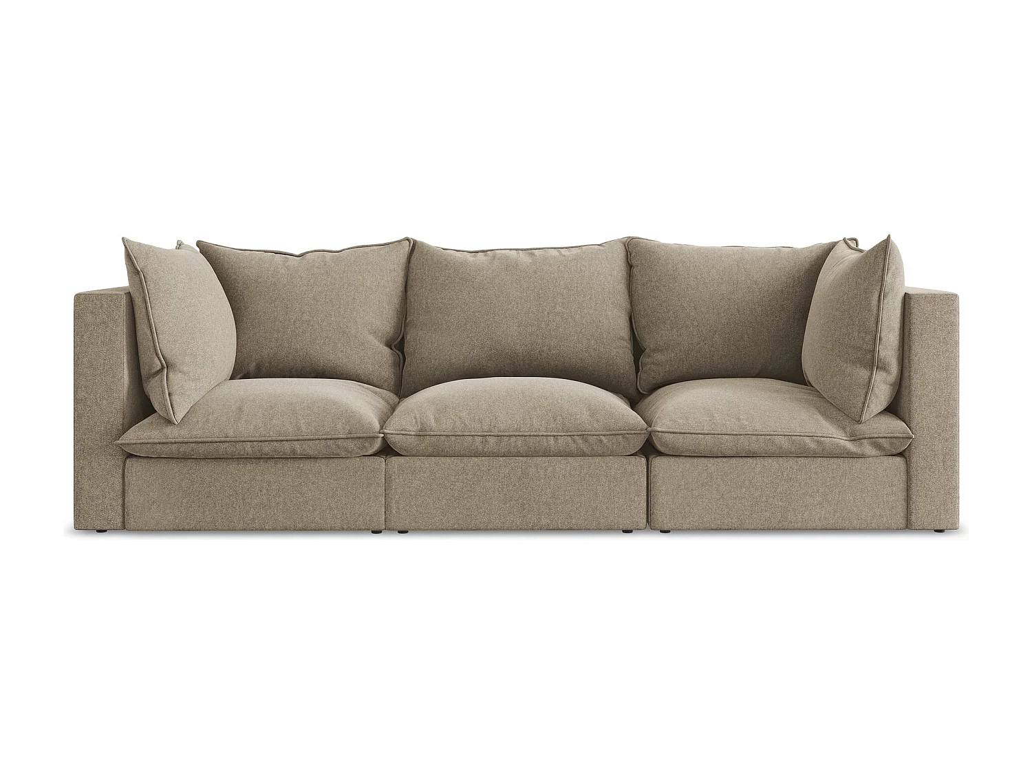 Canapé modulable 3 places en velours - beige - MANAO