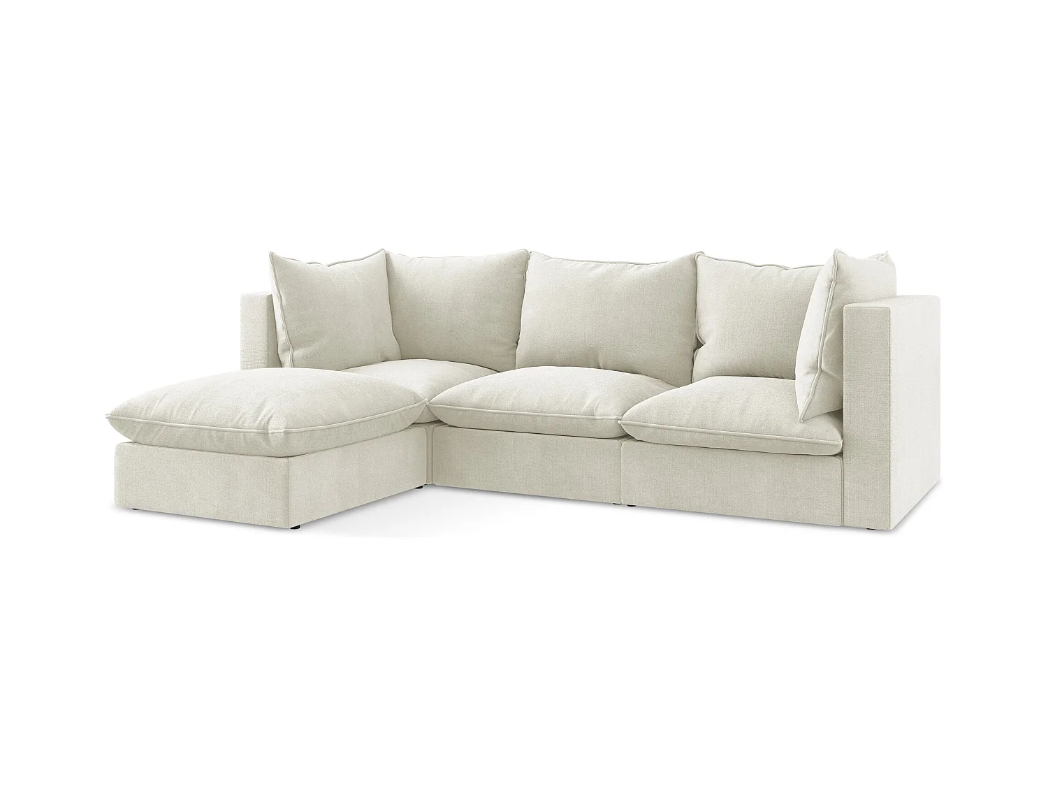 3-Sitzer Modulares Ecksofa - Ecke Links - Strukturstoff - Beige - MANAO