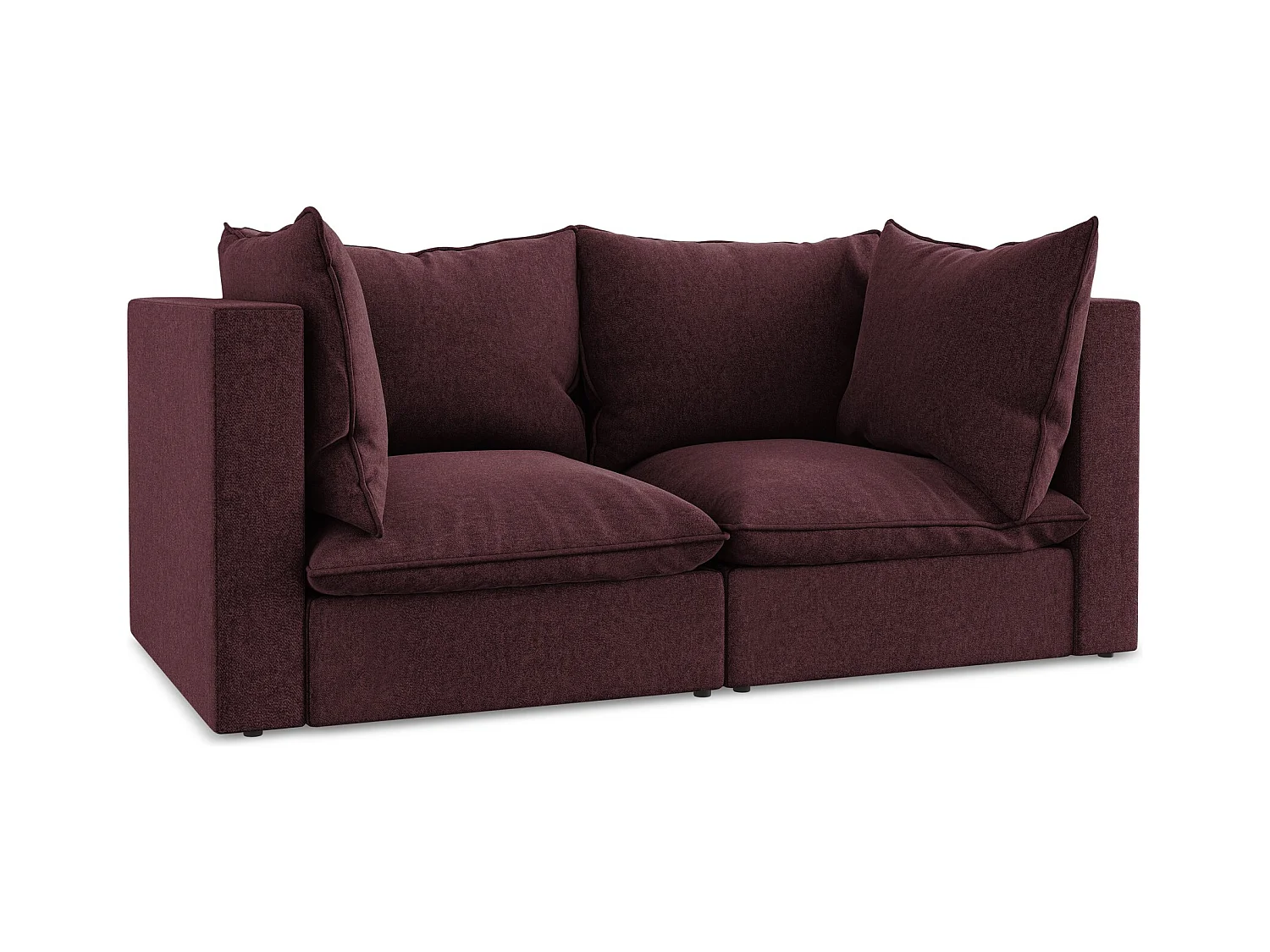 Modulares 2-Sitzer Sofa - - Samt - Burgund - MANAO