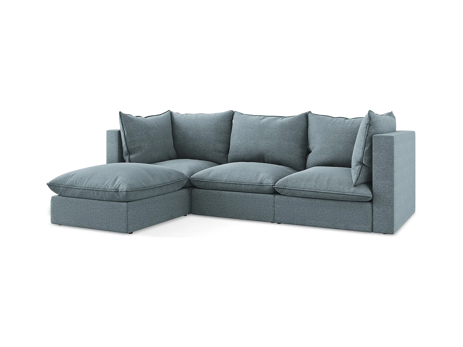 3-Sitzer Modulares Ecksofa - Ecke Links - Bouclé - Jeans - MANAO