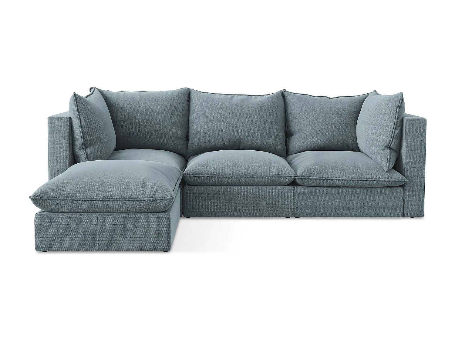 Narożnik lewostronny - z tkaniny bouclé - jeans - MANAO