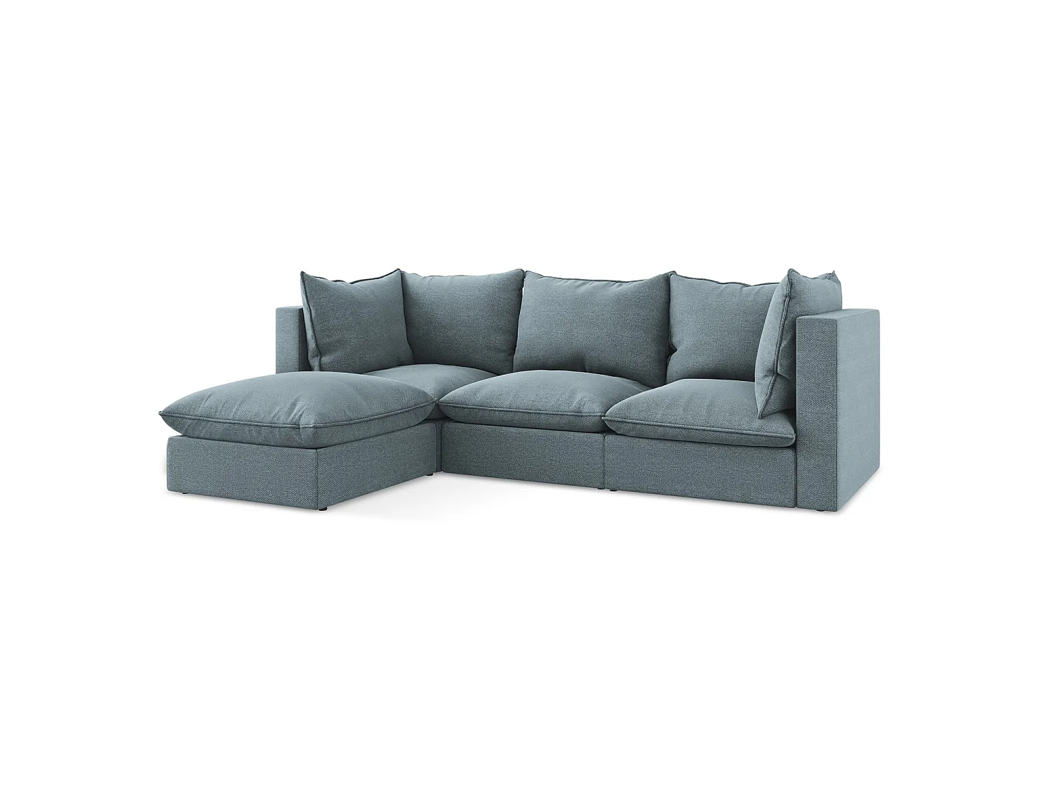 Narożnik lewostronny - z tkaniny bouclé - jeans - RAVENNA