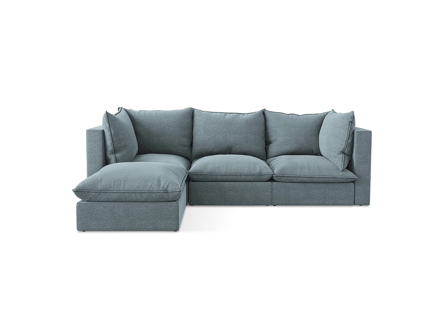 Narożnik lewostronny - z tkaniny bouclé - jeans - RAVENNA