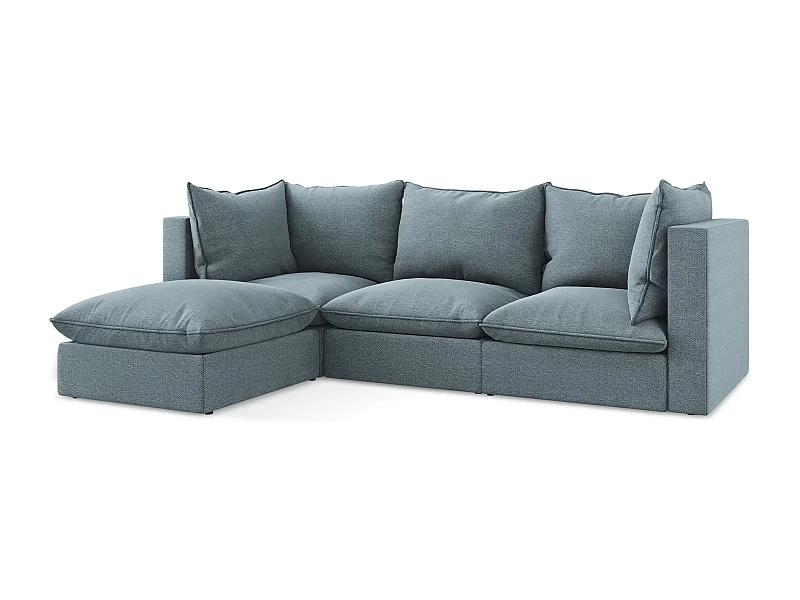 3-Sitzer Modulares Ecksofa - Ecke Links - Bouclé - Jeans - MANAO