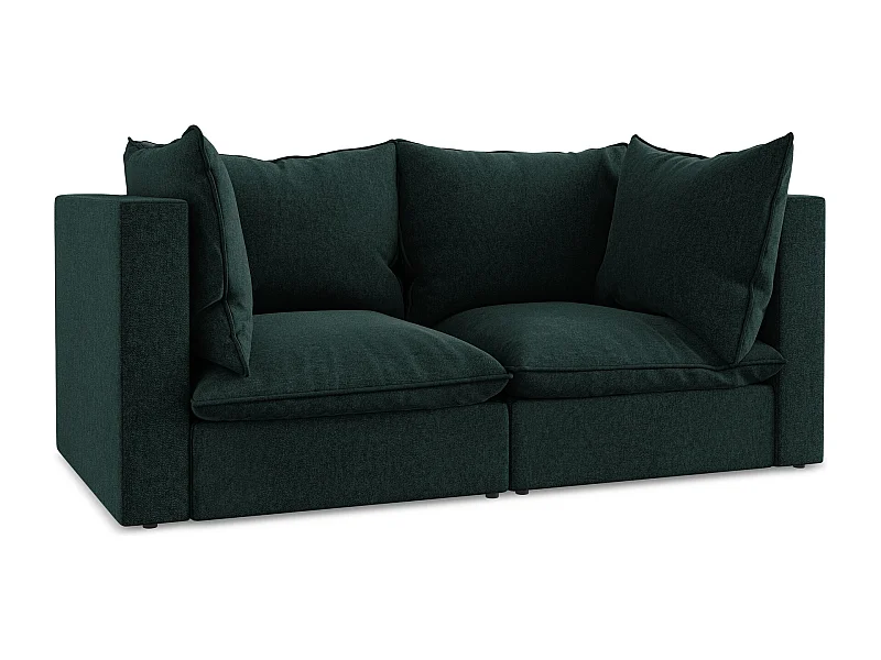 Modulares 2-Sitzer Sofa - - Samt - Grau Grün - MANAO