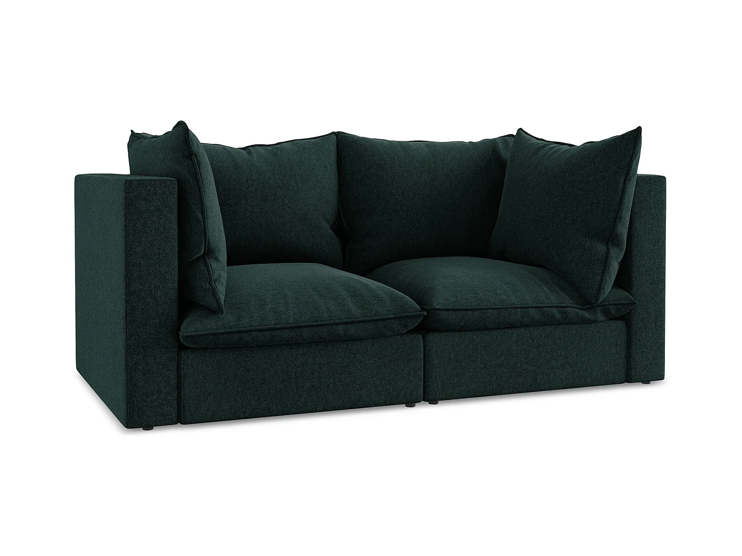 Canapé modulable 2 places en velours - gris vert - MANAO