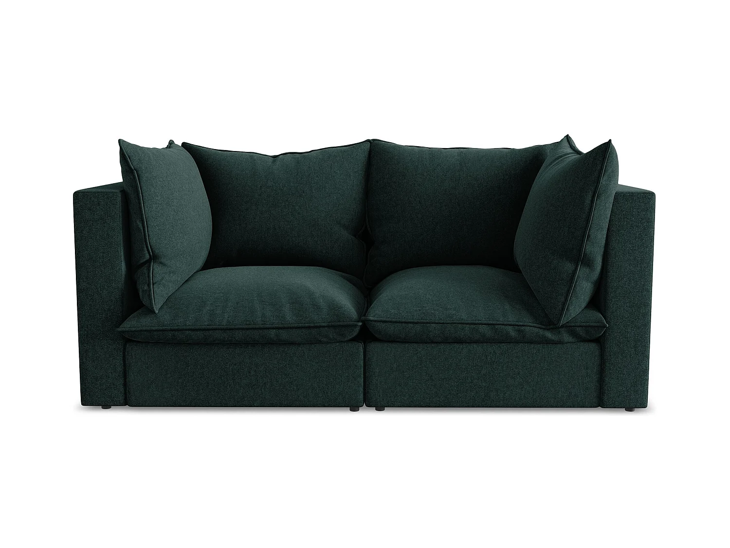 Canapé modulable 2 places en velours - gris vert - MANAO