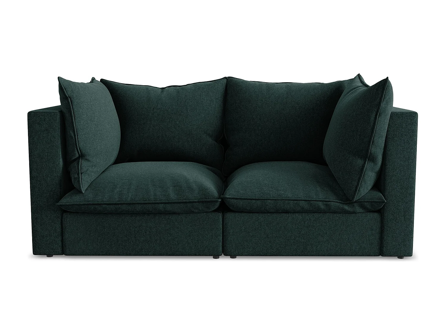 Canapé modulable 2 places en velours - gris vert - MANAO