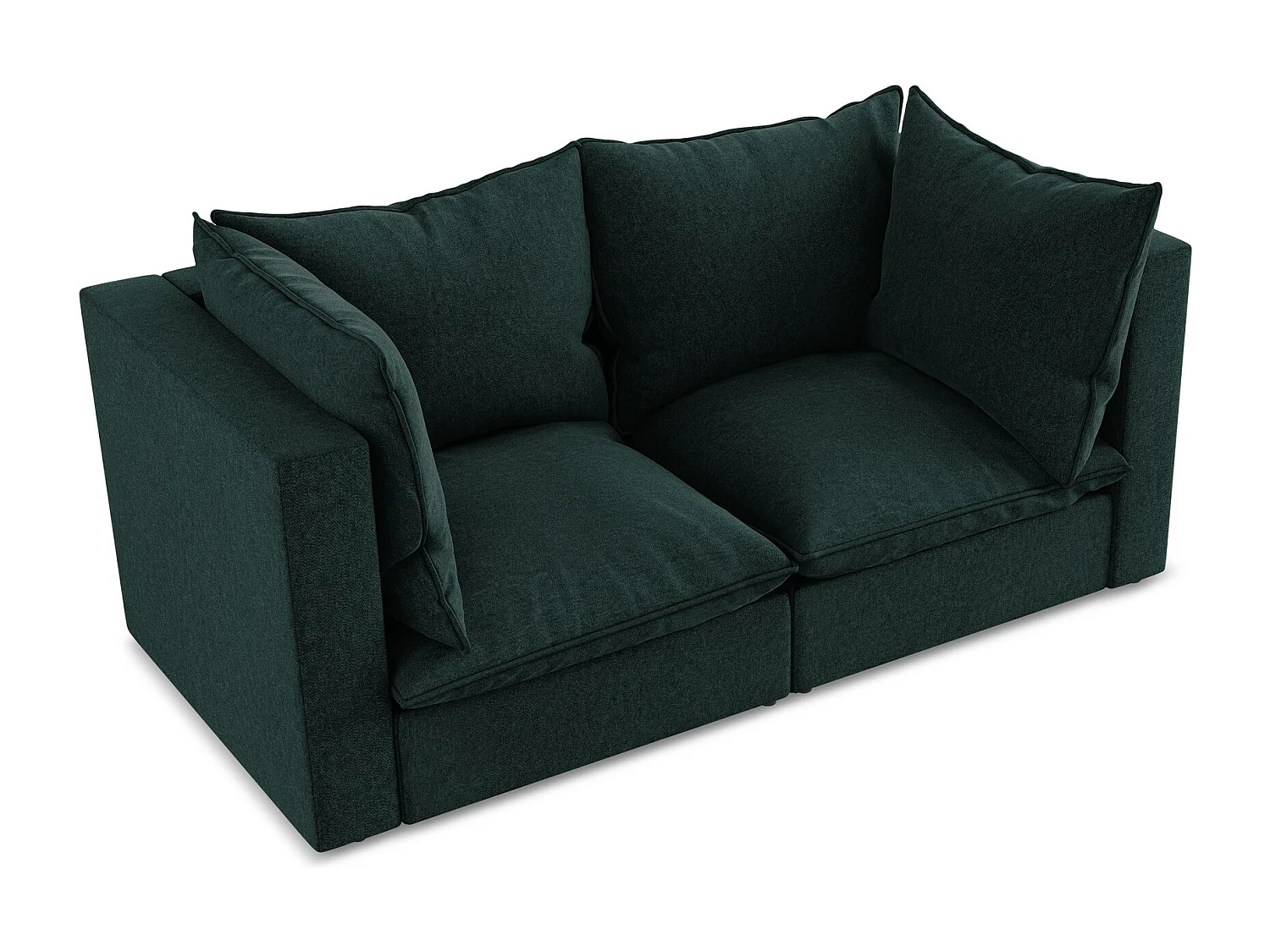 Canapé modulable 2 places en velours - gris vert - MANAO