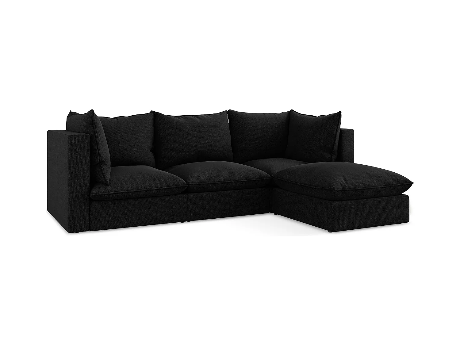 3-Sitzer Modulares Ecksofa - Ecke Rechts - Bouclé - Schwarz - MANAO