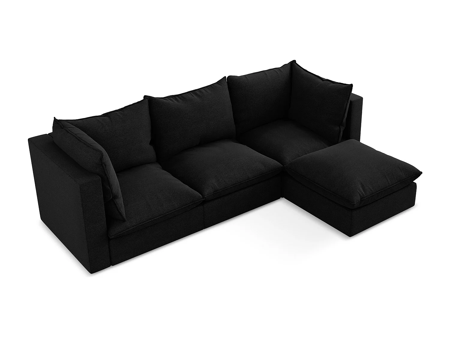 3-Sitzer Modulares Ecksofa - Ecke Rechts - Bouclé - Schwarz - MANAO