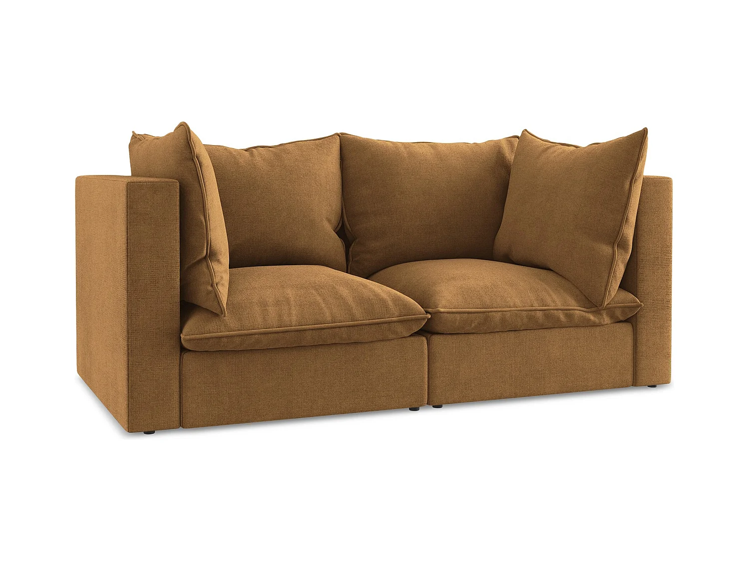 Canapé modulable 2 places en tissu texturé - terre cuite - MANAO