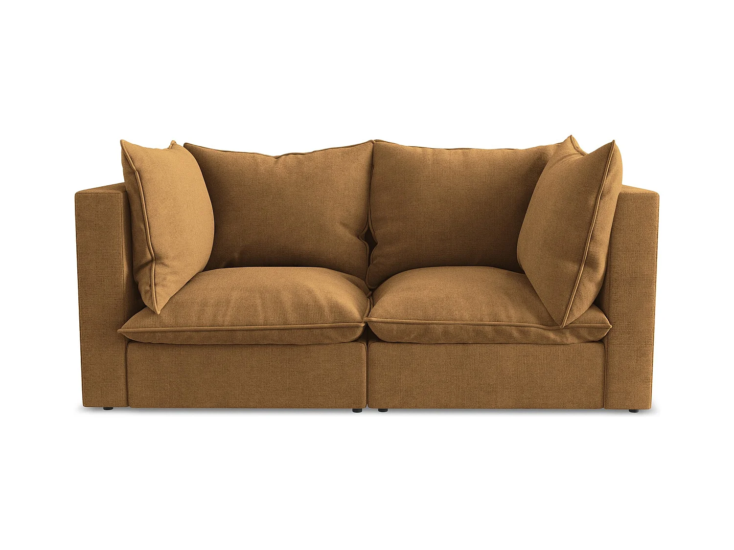 Canapé modulable 2 places en tissu texturé - terre cuite - MANAO