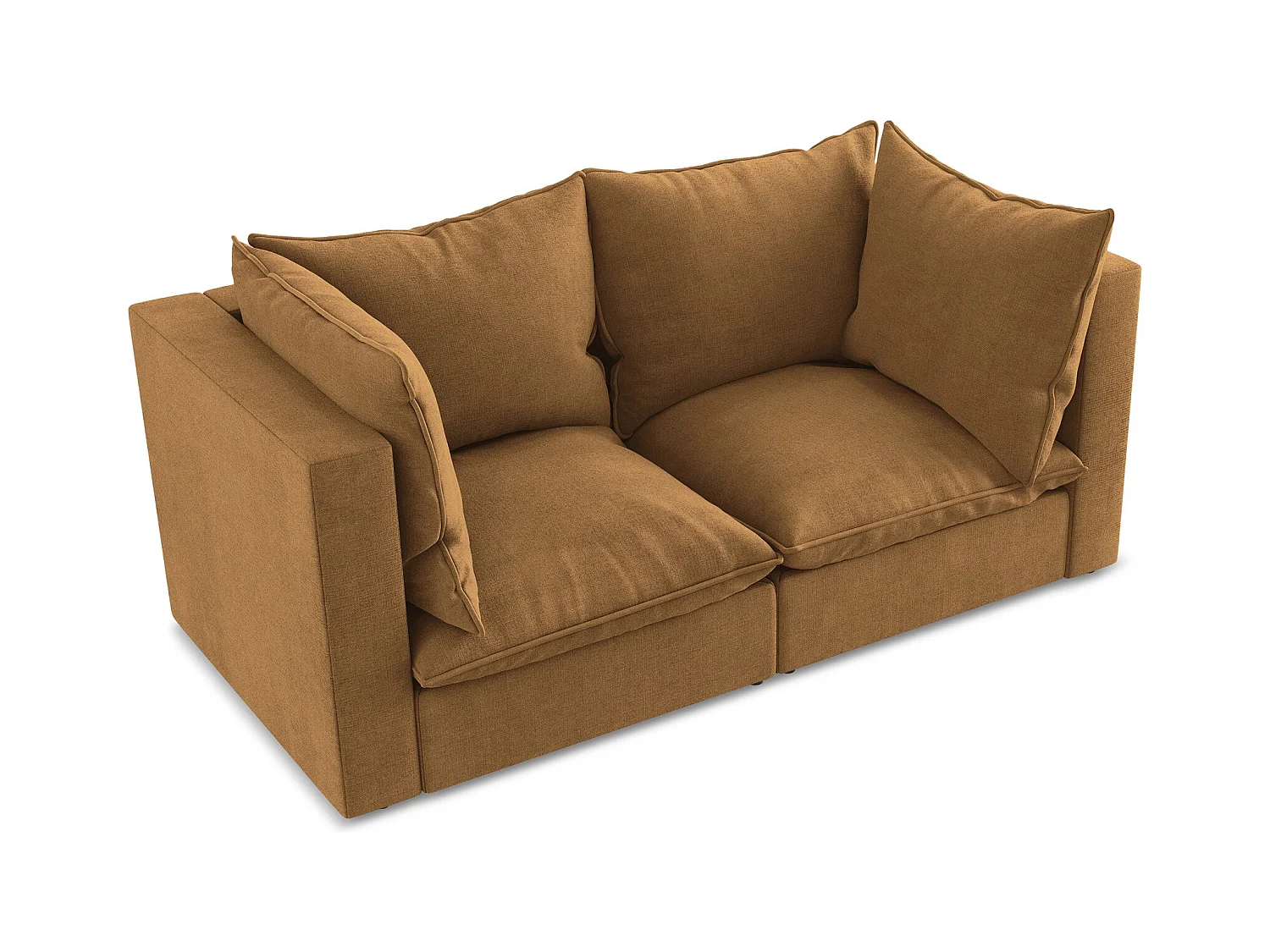 Canapé modulable 2 places en tissu texturé - terre cuite - MANAO