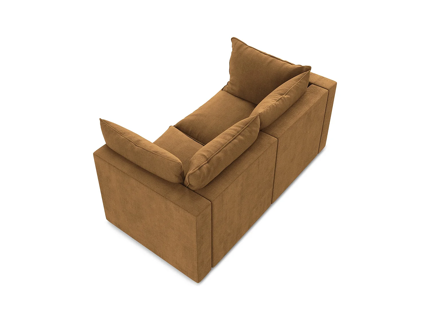 Canapé modulable 2 places en tissu texturé - terre cuite - MANAO