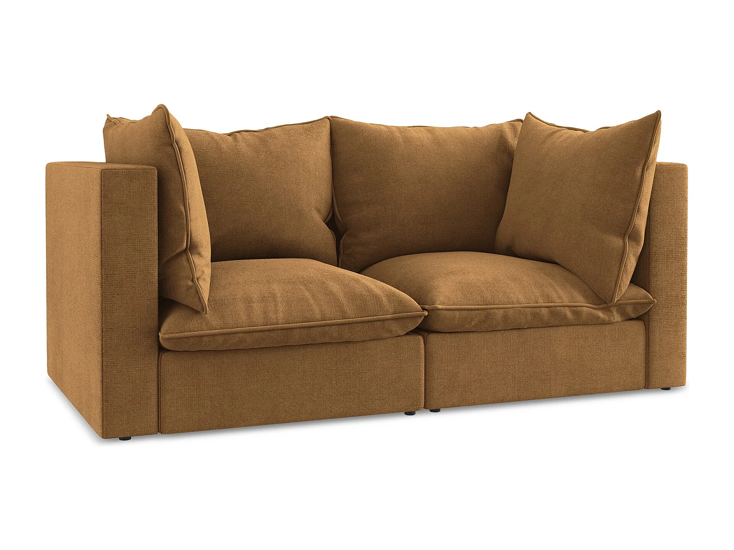 Modulares 2-Sitzer Sofa - - Strukturstoff - Terrakotta - MANAO