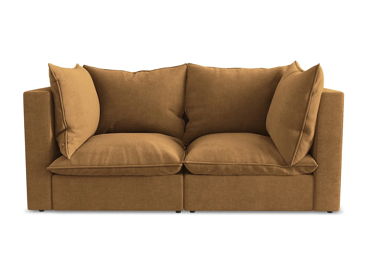 Modulares 2-Sitzer Sofa - - Strukturstoff - Terrakotta - MANAO