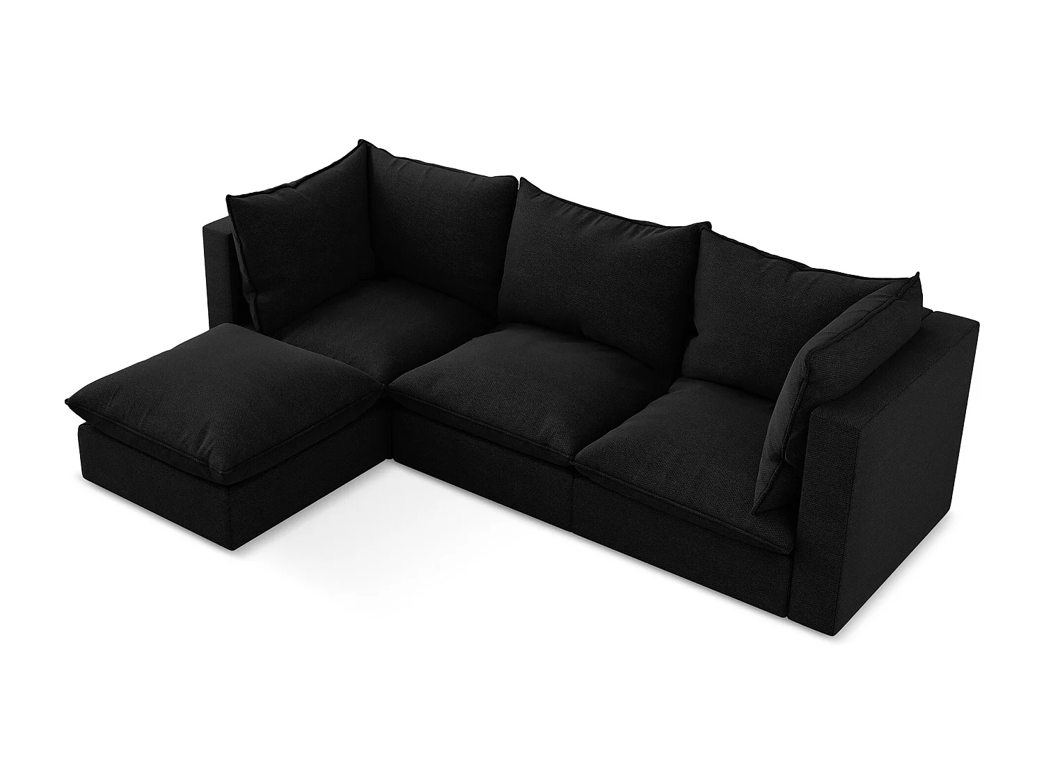 3-Sitzer Modulares Ecksofa - Ecke Links - Bouclé - Schwarz - MANAO