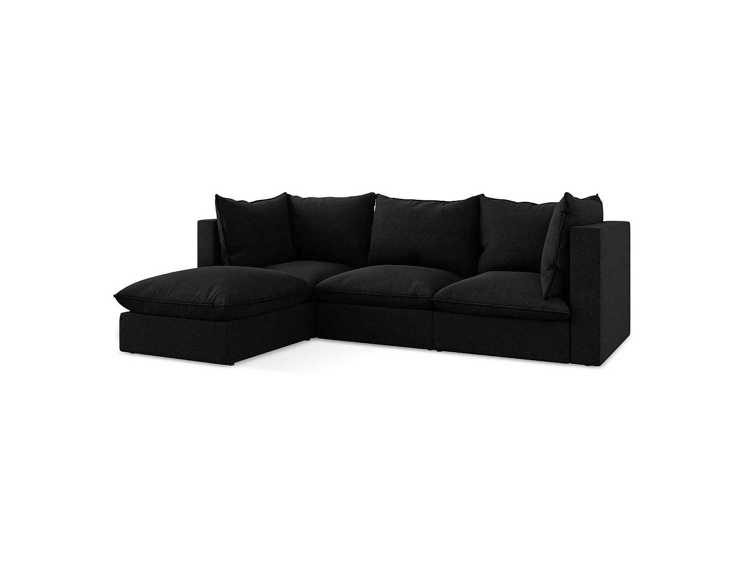 3-Sitzer Modulares Ecksofa - Ecke Links - Bouclé - Schwarz - RAVENNA