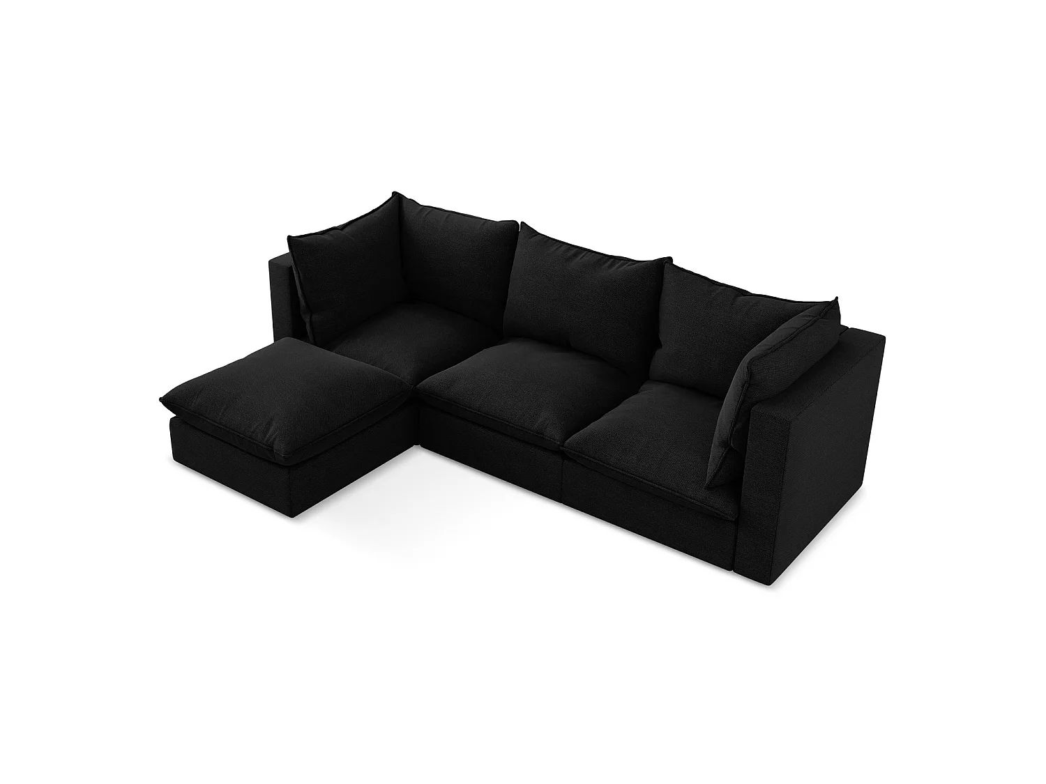 3-Sitzer Modulares Ecksofa - Ecke Links - Bouclé - Schwarz - RAVENNA