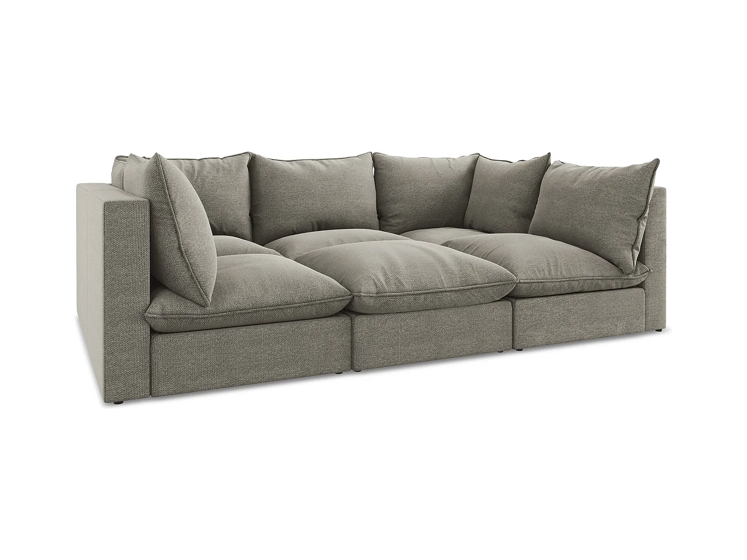 Modulares 3-Sitzer Sofa - - Bouclé - Grau - MANAO