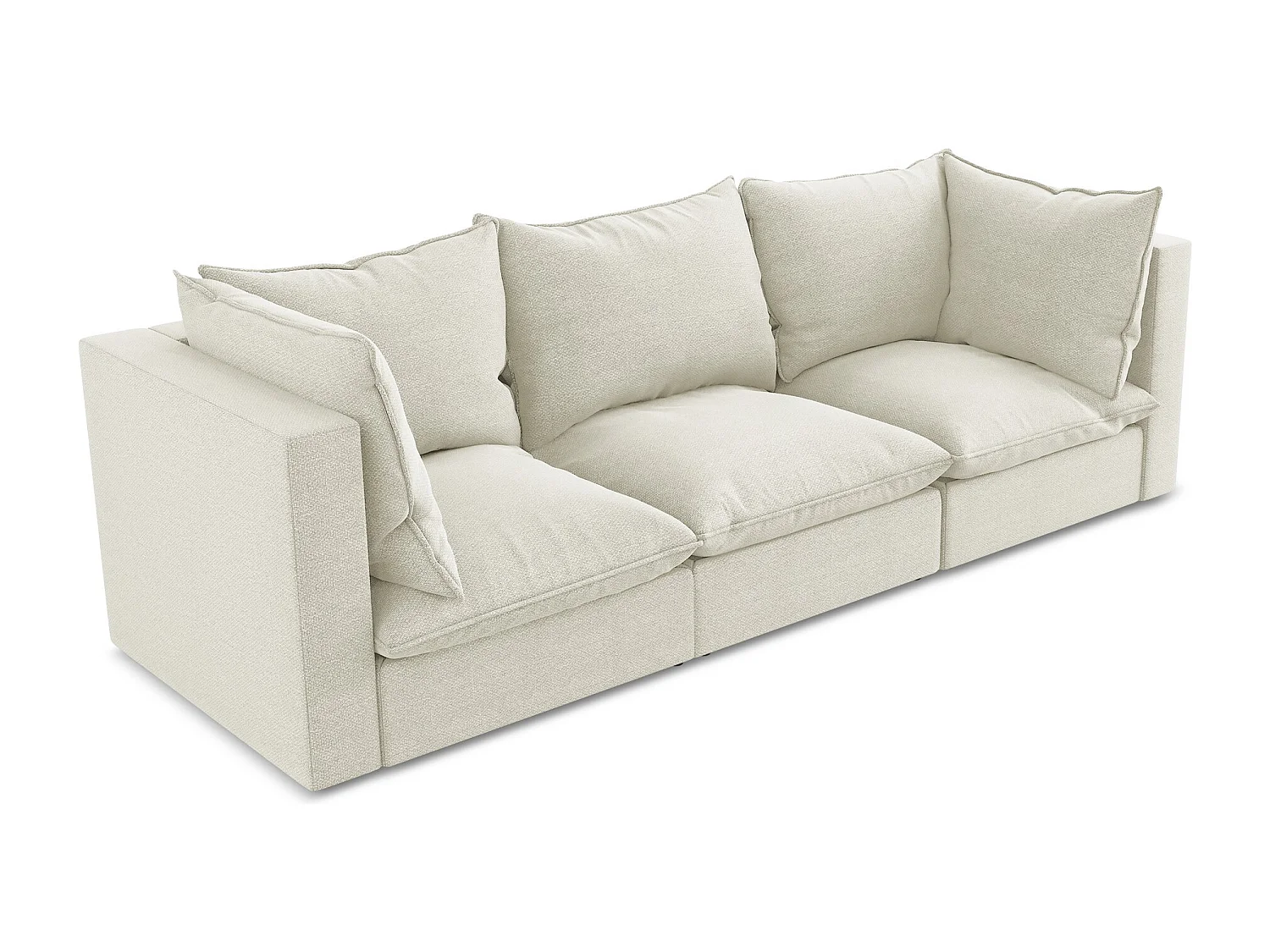 Canapé modulable 3 places en tissu bouclette - sable - MANAO