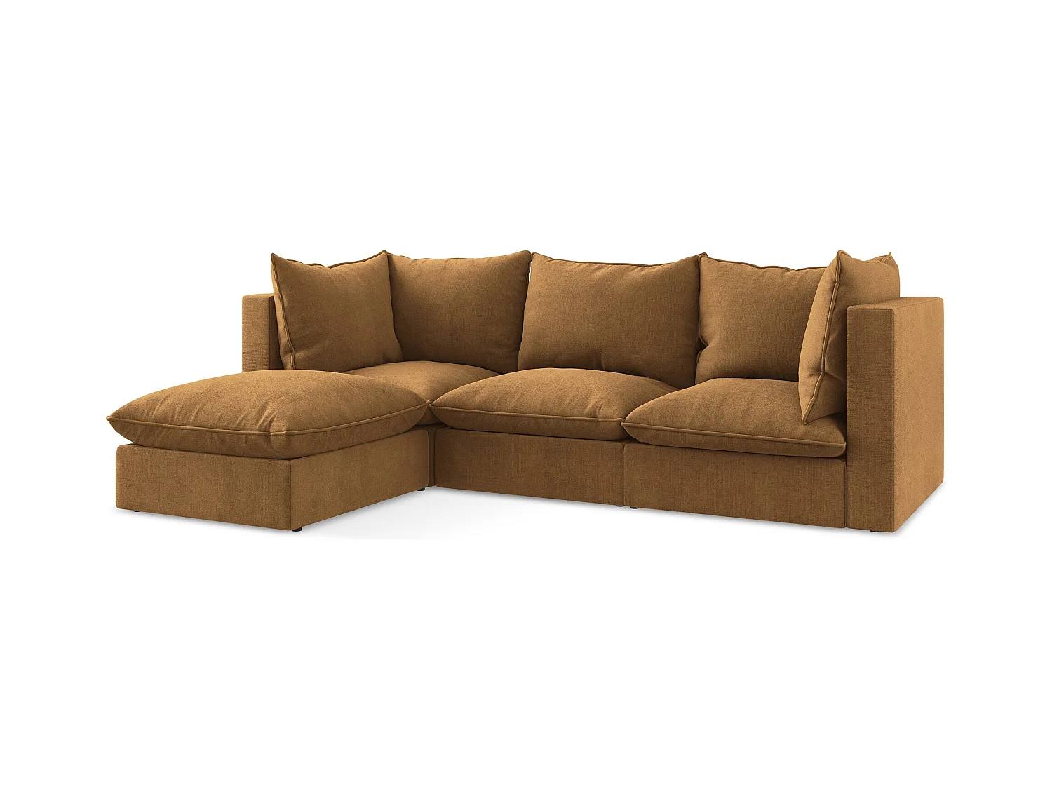 3-Sitzer Modulares Ecksofa - Ecke Links - Strukturstoff - Terrakotta - MANAO