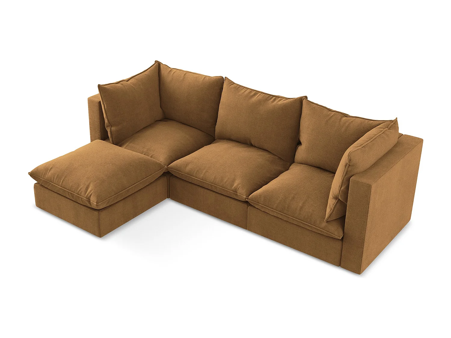 3-Sitzer Modulares Ecksofa - Ecke Links - Strukturstoff - Terrakotta - MANAO