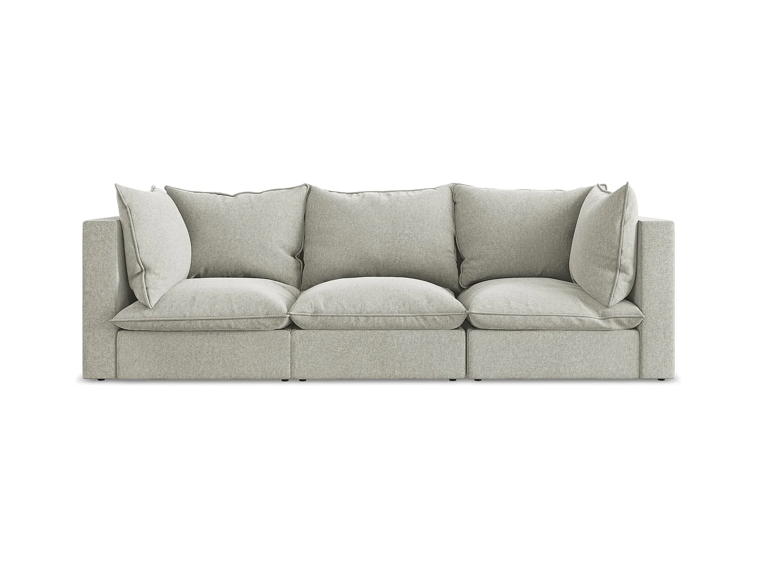 Canapé modulable 3 places en velours - gris clair - MANAO