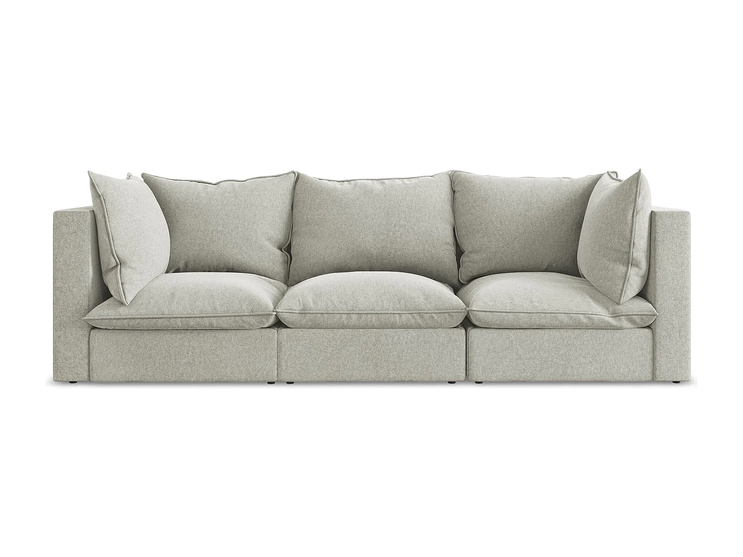 Canapé modulable 3 places en velours - gris clair - MANAO