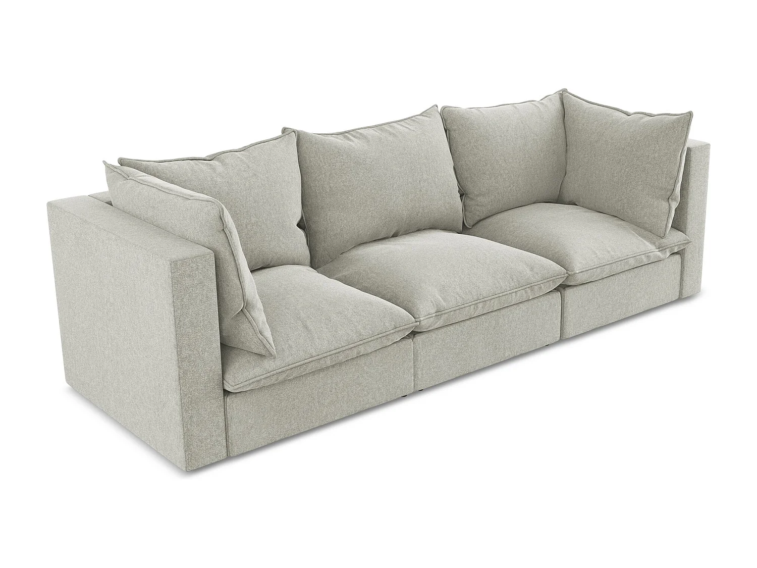 Canapé modulable 3 places en velours - gris clair - MANAO