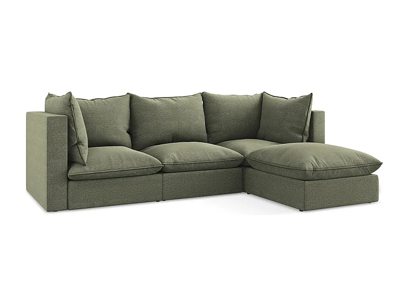 3-Sitzer Modulares Ecksofa - Ecke Rechts - Bouclé - Olive - MANAO