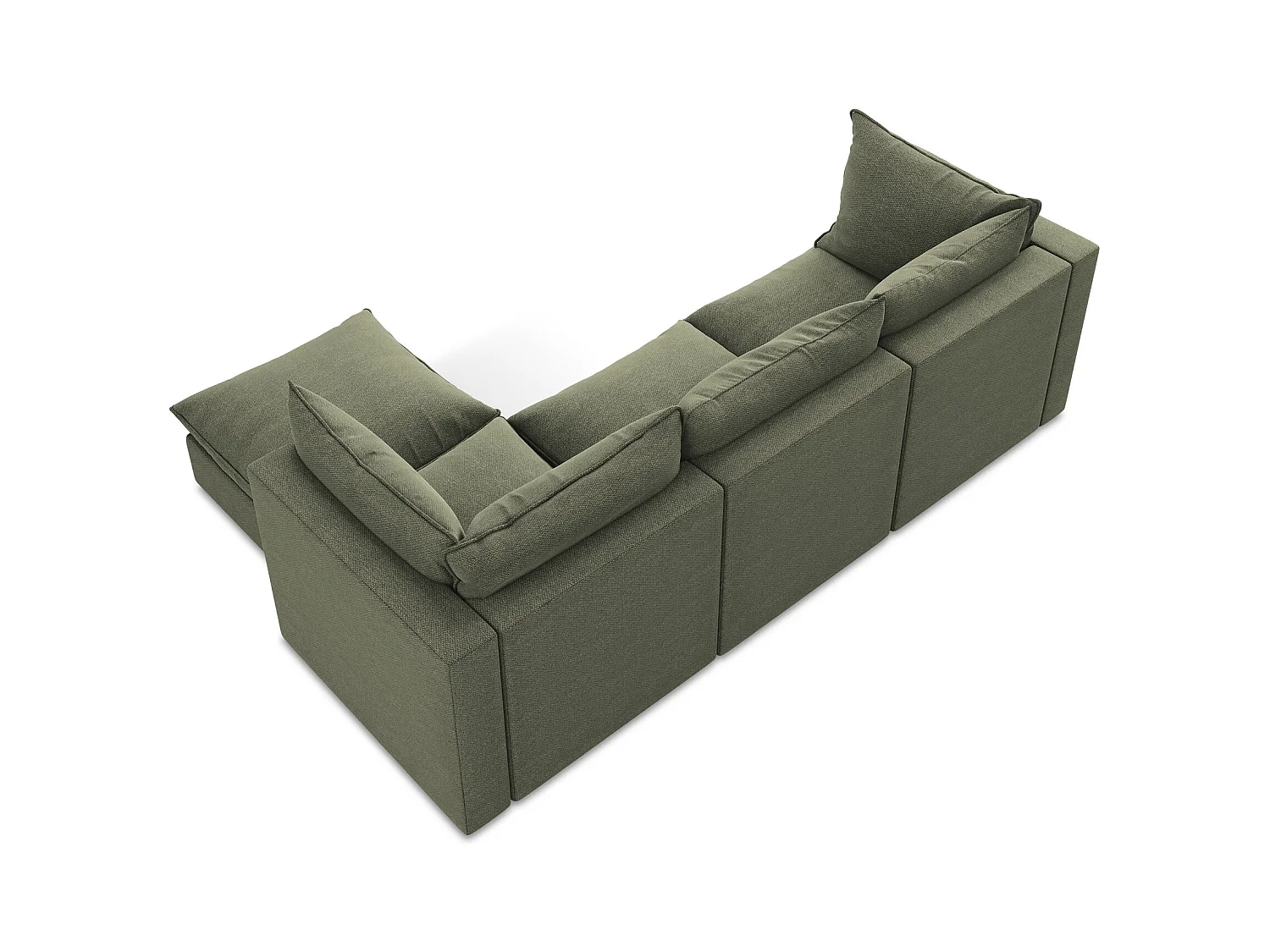 Narożnik prawostronny - z tkaniny bouclé - oliwkowy - MANAO