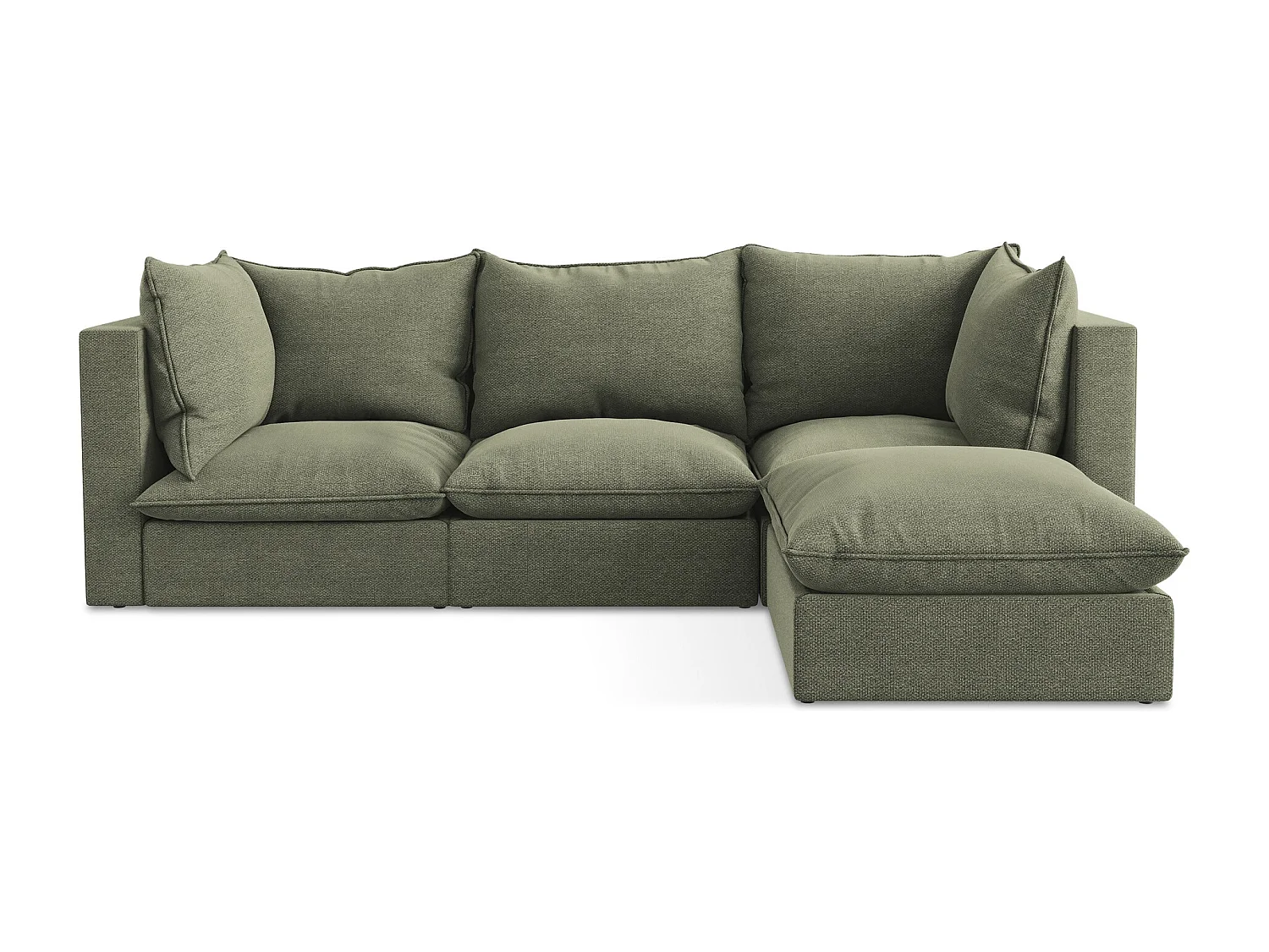 3-Sitzer Modulares Ecksofa - Ecke Rechts - Bouclé - Olive - MANAO