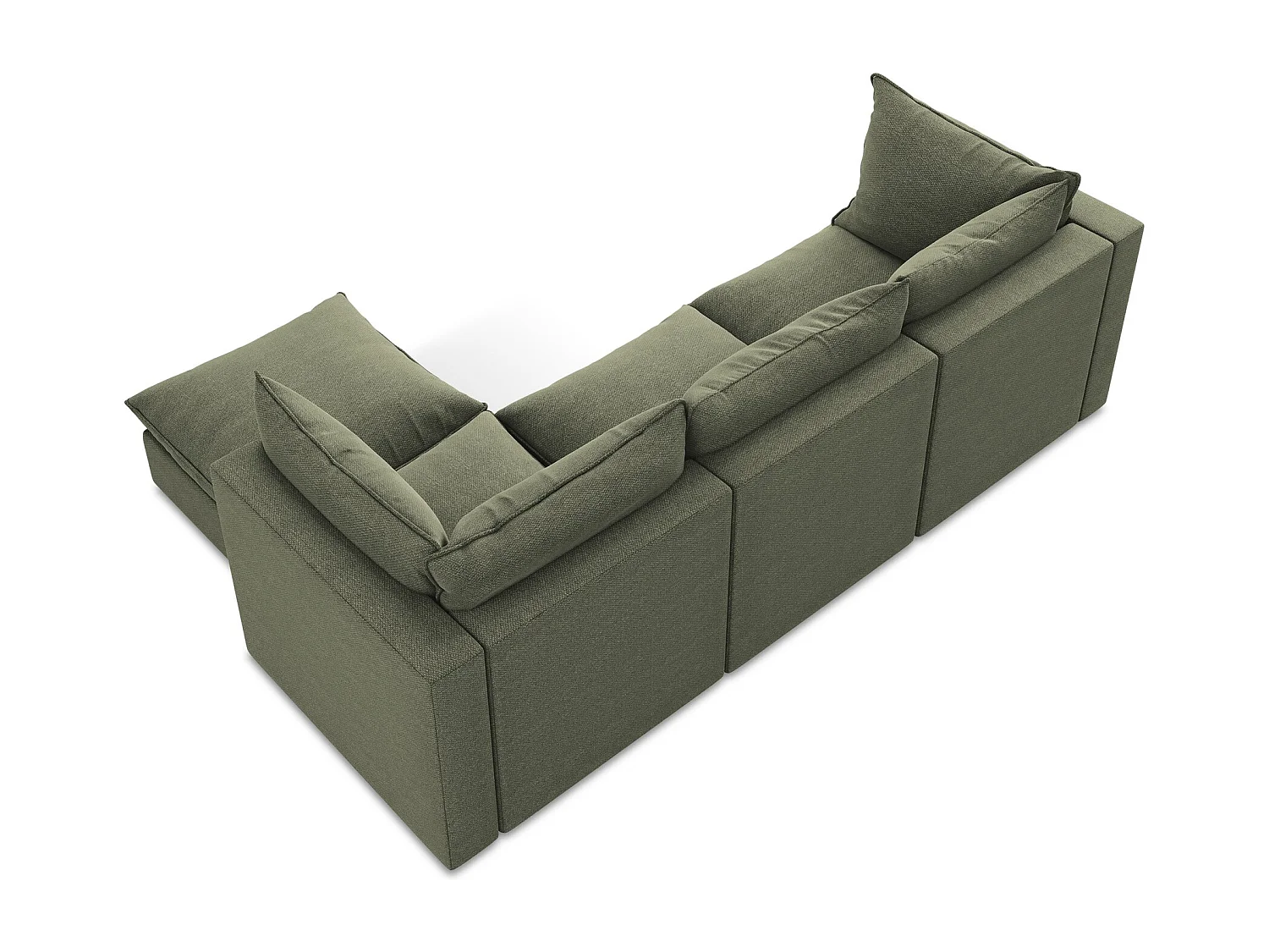 3-Sitzer Modulares Ecksofa - Ecke Rechts - Bouclé - Olive - MANAO