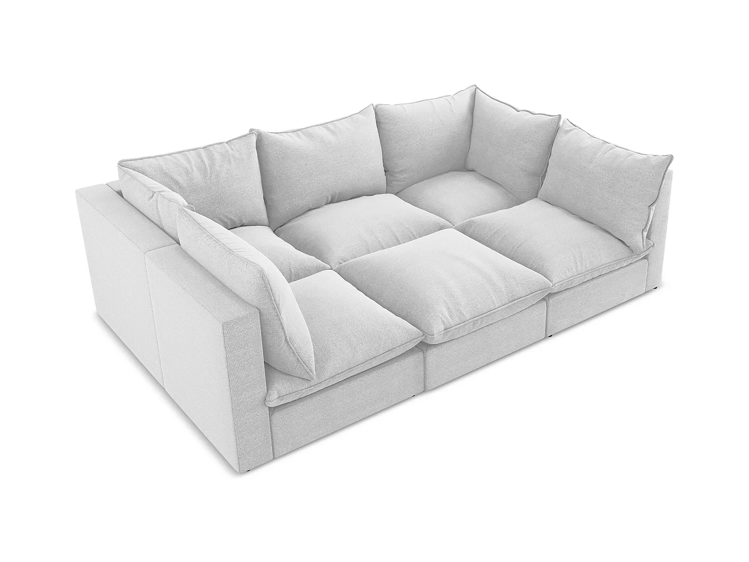 Canapé modulable 3 places en tissu bouclette - argent - MANAO