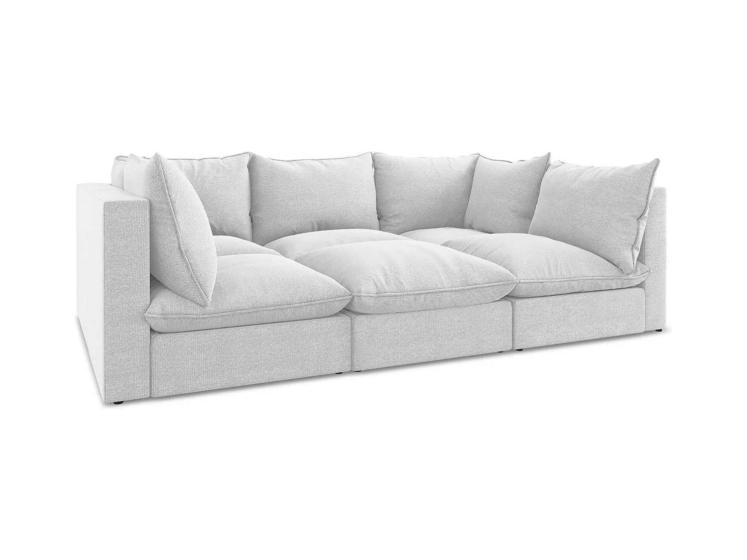 Modulares 3-Sitzer Sofa - - Bouclé - Silber - MANAO