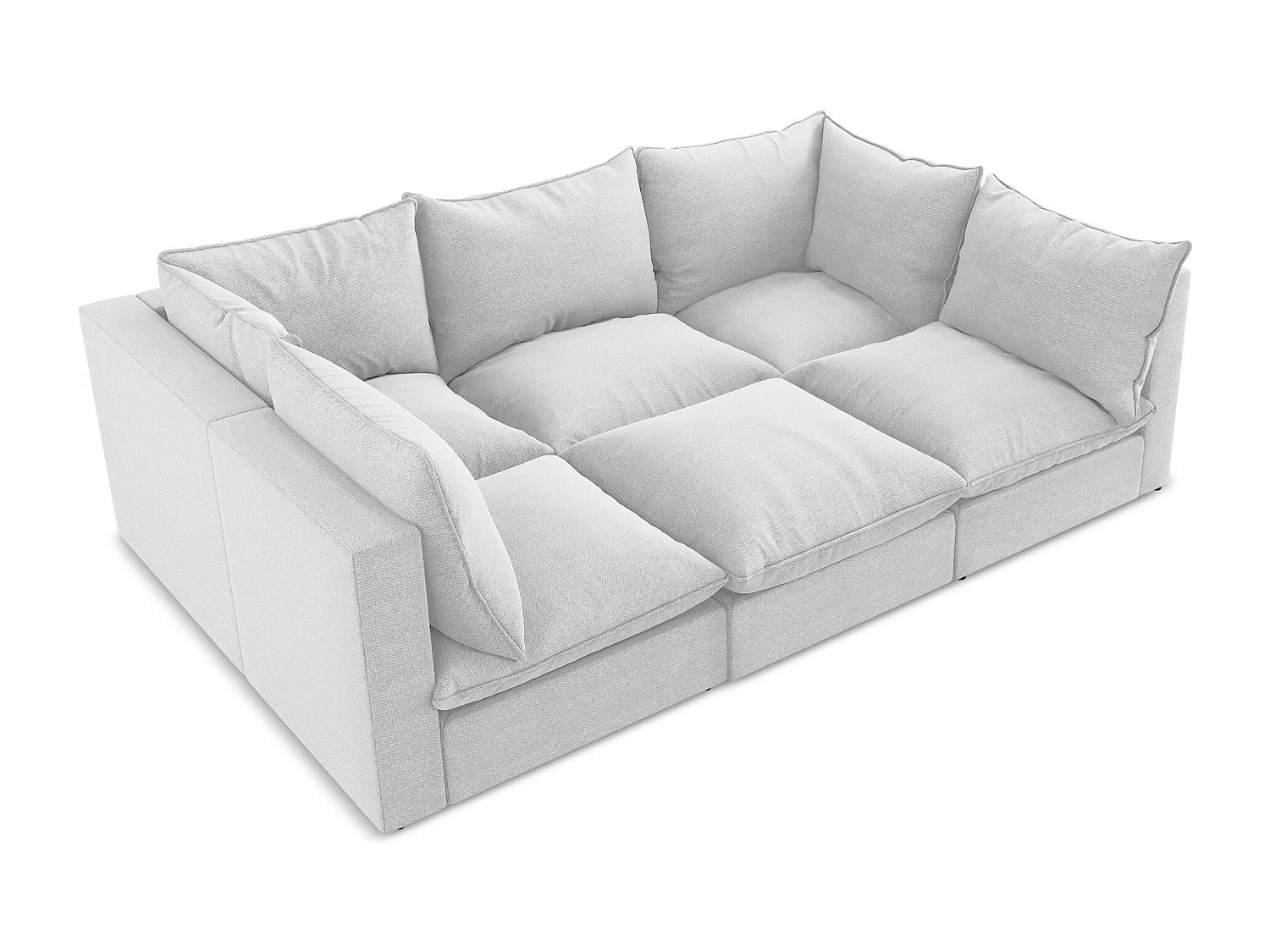 Canapé modulable 3 places en tissu bouclette - argent - MANAO