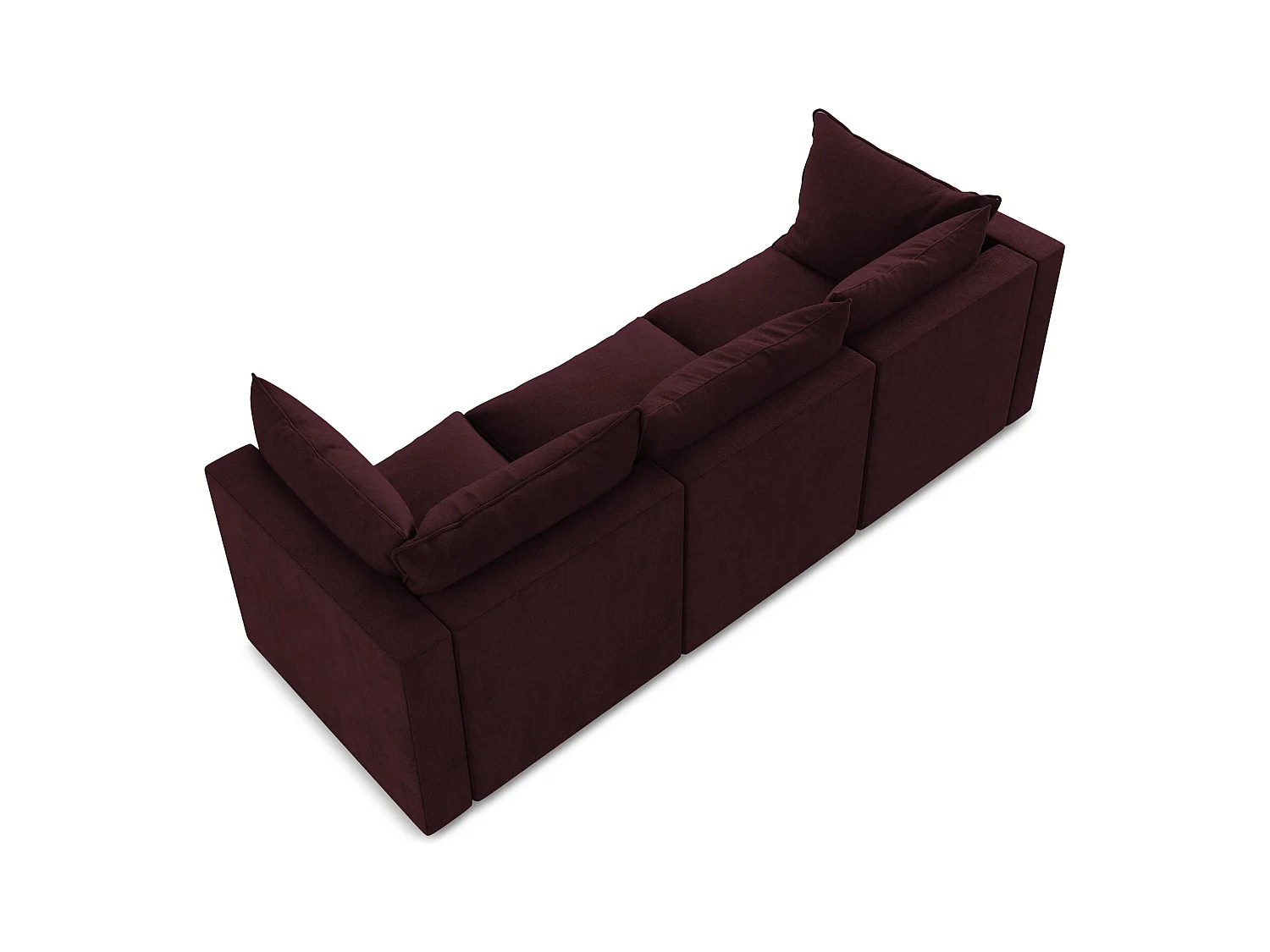 Canapé modulable 3 places en tissu texturé - bordeaux - MANAO