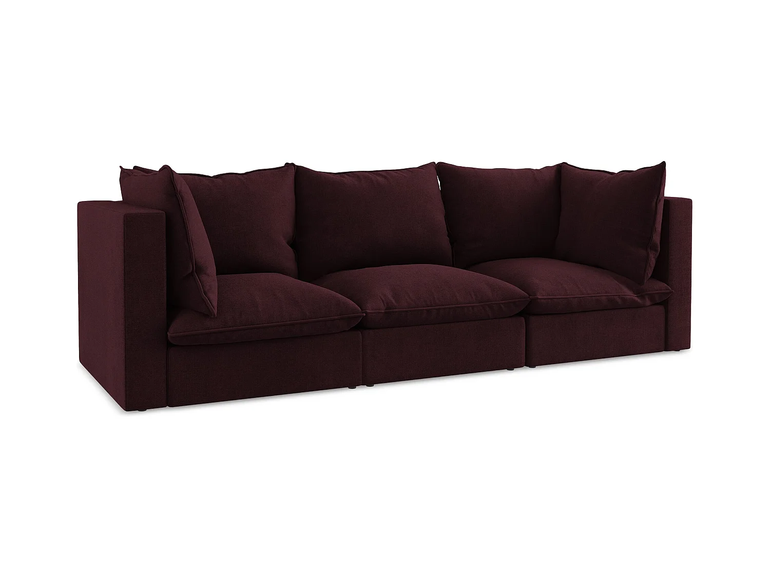 Canapé modulable 3 places en tissu texturé - bordeaux - MANAO