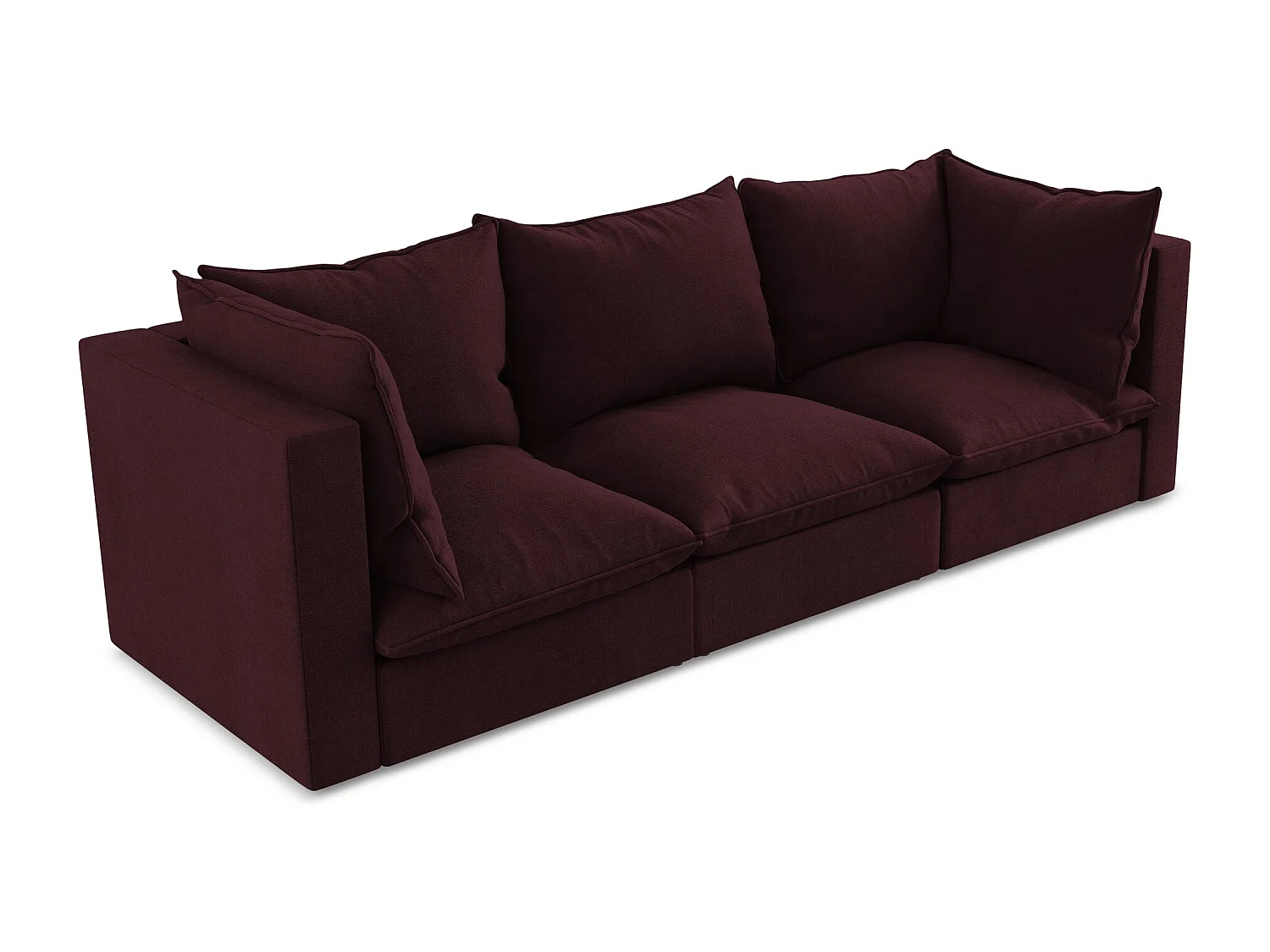 Canapé modulable 3 places en tissu texturé - bordeaux - MANAO