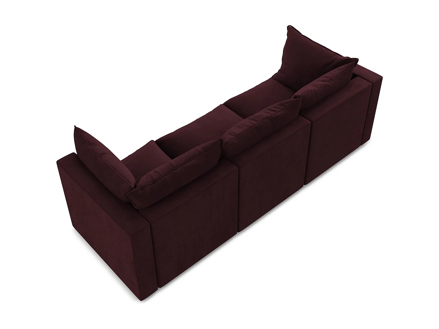 Canapé modulable 3 places en tissu texturé - bordeaux - MANAO
