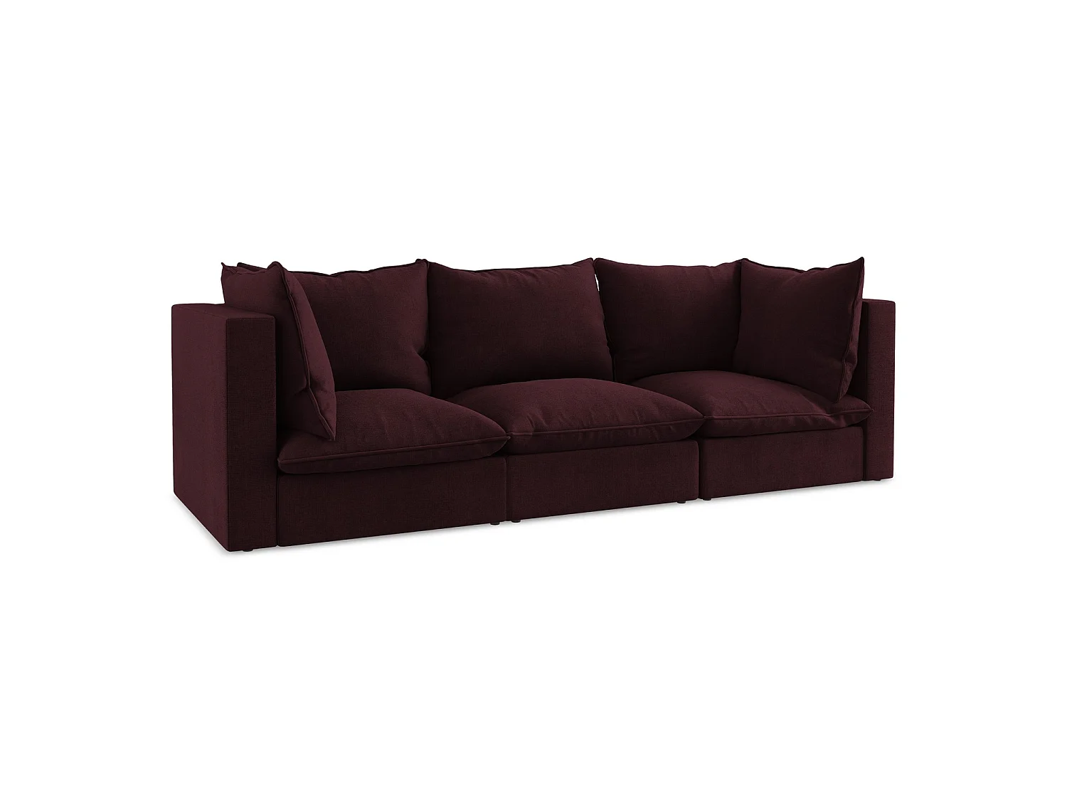 Driezits modulaire bank van bordeaux textuurstof - RAVENNA