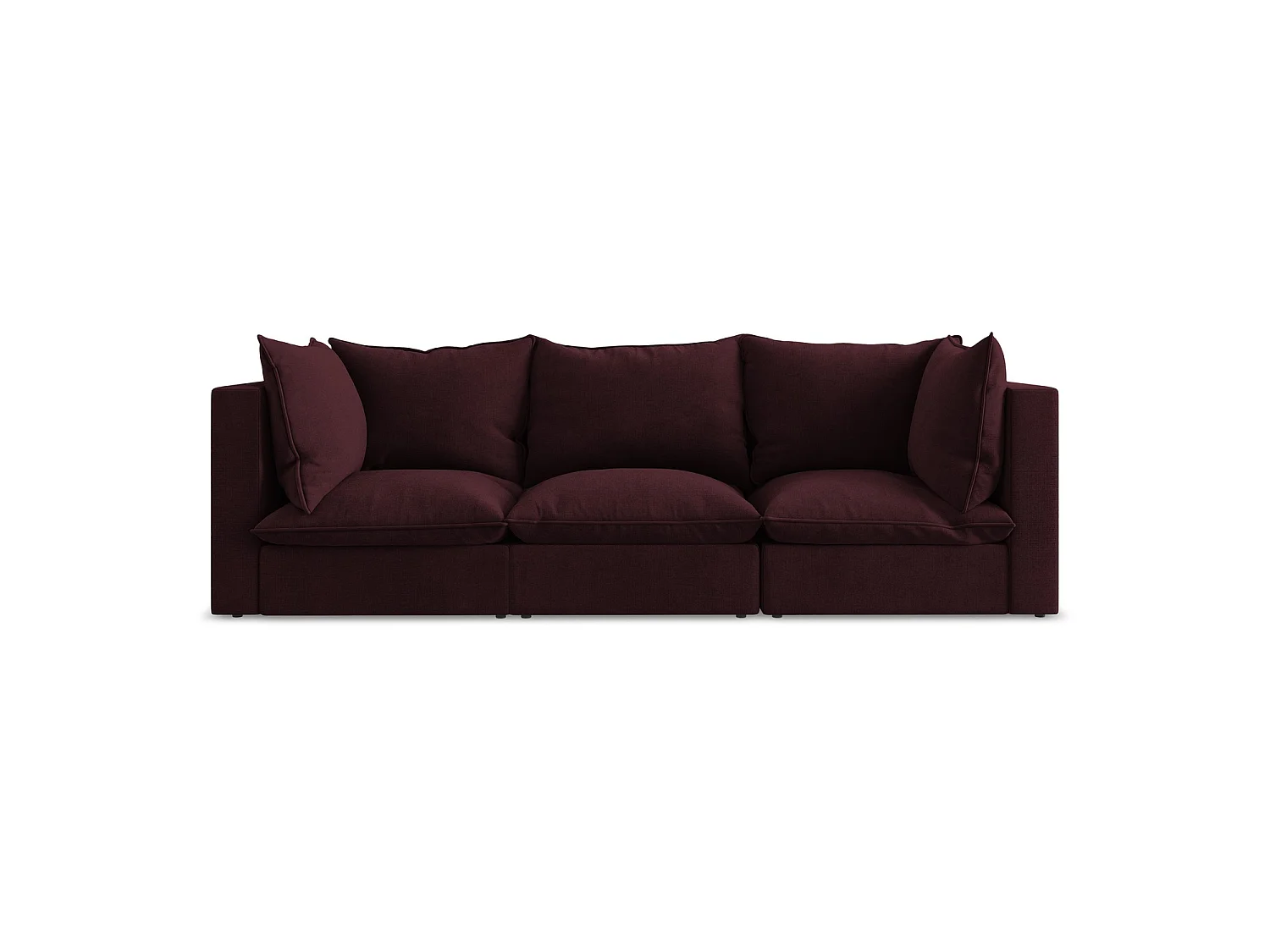 Driezits modulaire bank van bordeaux textuurstof - RAVENNA