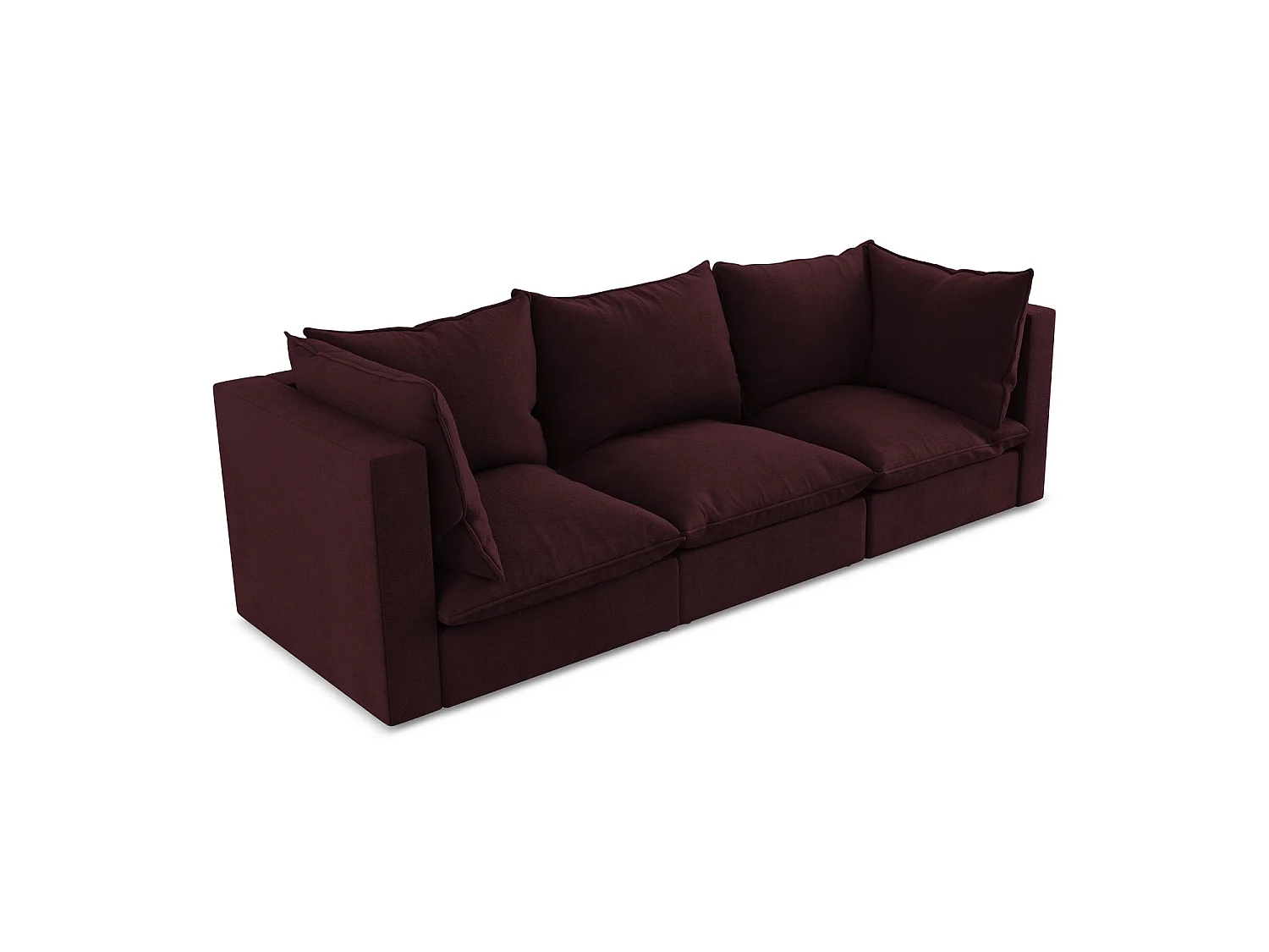 Driezits modulaire bank van bordeaux textuurstof - RAVENNA