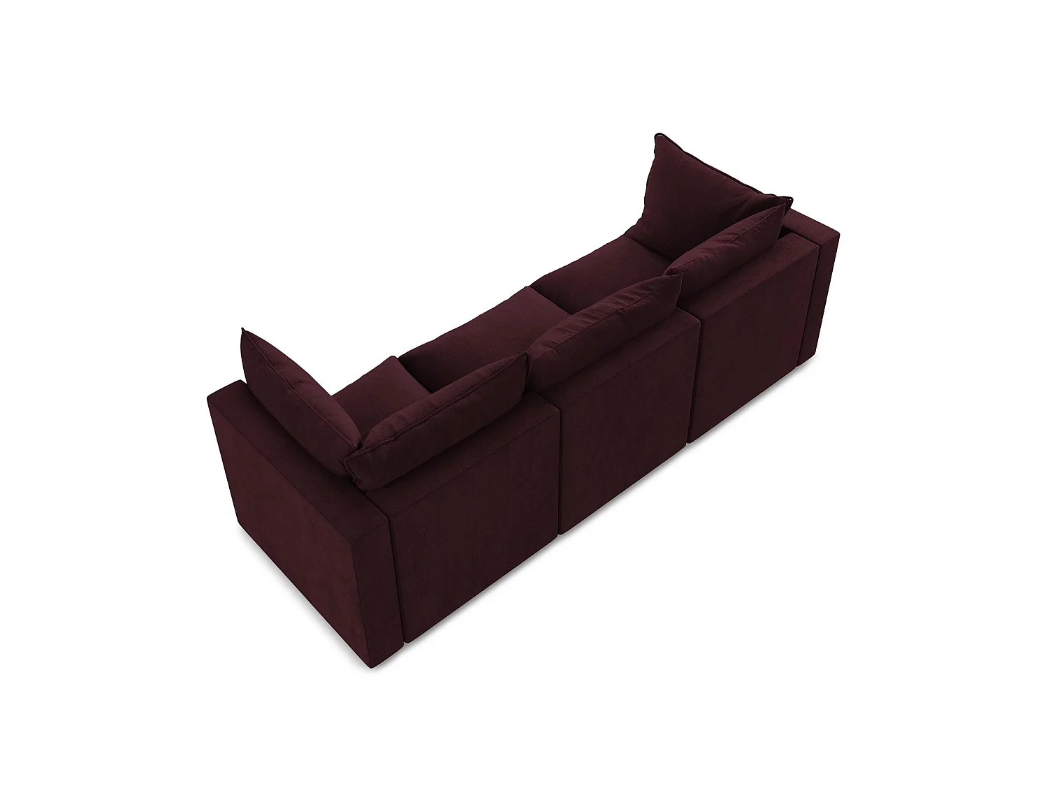 Driezits modulaire bank van bordeaux textuurstof - RAVENNA