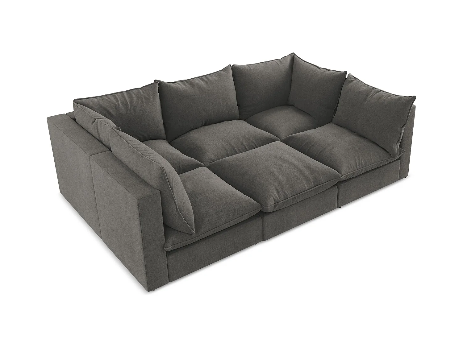 Canapé modulable 3 places en tissu texturé - gris foncé - MANAO