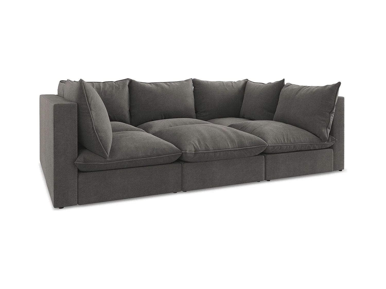 Modulares 3-Sitzer Sofa - - Strukturstoff - Dunkelgrau - MANAO