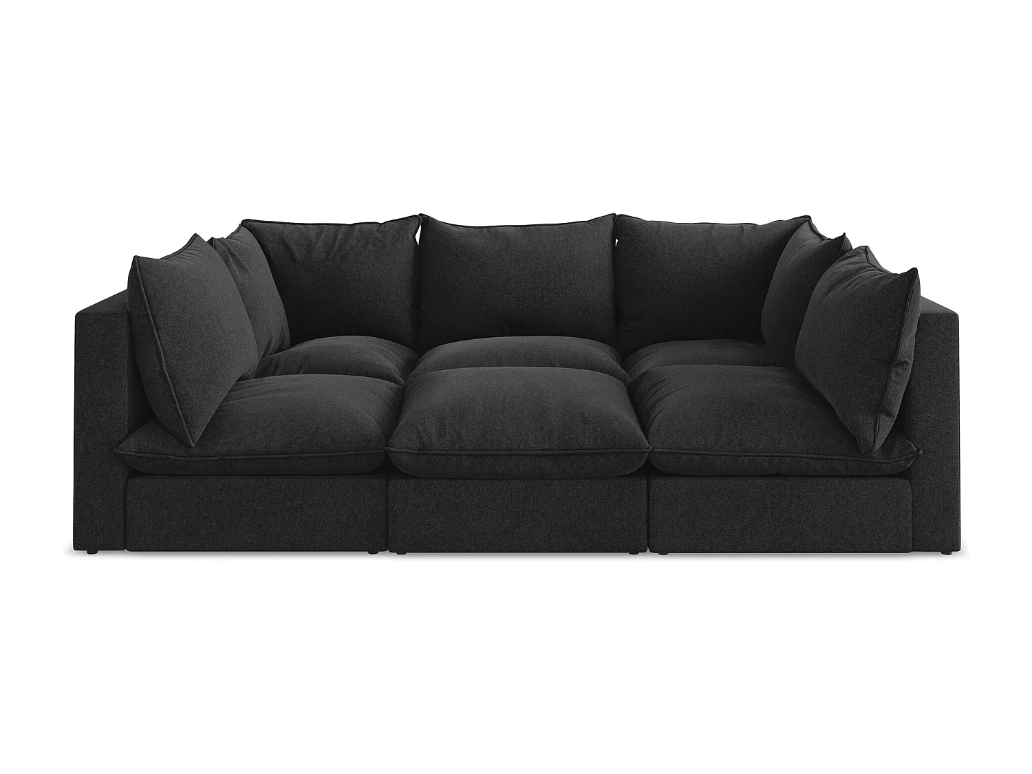 Canapé modulable 3 places en velours - noir - MANAO